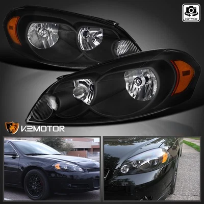 Black Fits 2006-2013 Chevy Impala 06-07 Monte Carlo Headlights Lamps Left+Right Foto 1 de 4