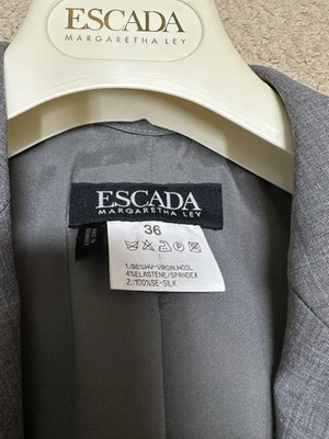 Escada Margaretha Ley Gray Blazer Wool Silk Neutral Womens Size 36 - image 1 of 4