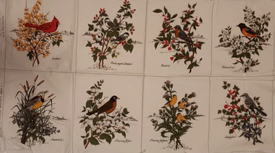 Vintage American Songbirds fabric by Cranston Eight 12 x 11" Blocks - Image 1 of 3