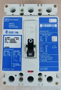 Cutler Hammer EHD3050L Circuit Breaker 50A 3P - Picture 1 of 4