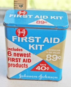 Vintage Johnson & Johnson Pflaster Erste Hilfe Set Dose - Bild 1 von 6