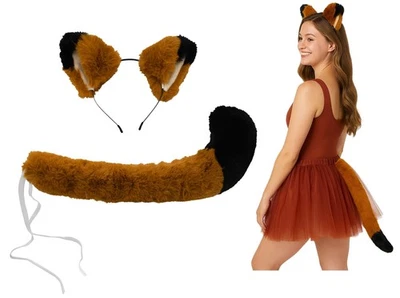 Juego de accesorios de disfraz de animal cola orejas de zorro rojo adulto niño de lujo Foto 1 de 4