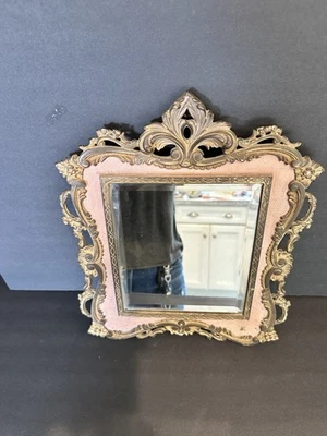 Espejo de pared National Brass & Iron Works artes decorativas borde biselado oro rosa Foto 1 de 4