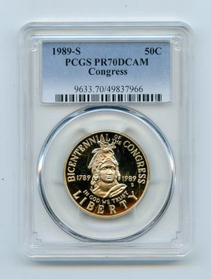 1989-S Proof Congress Commemorative Half Dollar 50c PCGS PR70 DCAM - Image 1 of 2