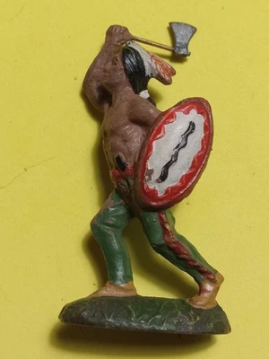 Germany Lineol Toy 1900s Hand Painted Indian Shield and Tomahawk - Image 1 of 4