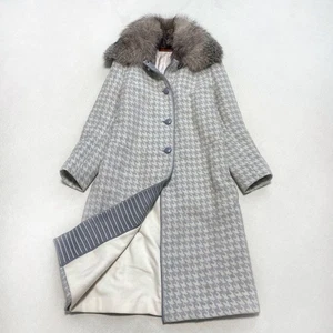 Missoni langer Mantel Damen XL 42 orange Etikett Hahnentritt Fuchspelz Schauspielerin Kragen ITA - Bild 1 von 9