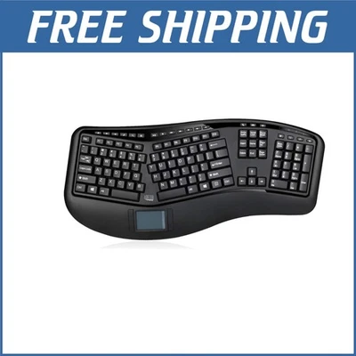 Compact Wireless Ergonomic Keyboard with Built-in Touchpad & Multimedia Controls - Image 1 of 4