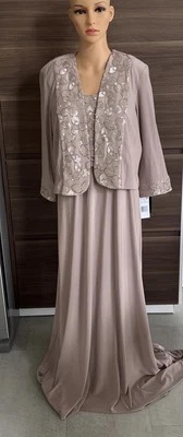 LE BOS 2PC Champagne Evening Dress Sequins Embroidered size 12 NWT - image 1 of 4