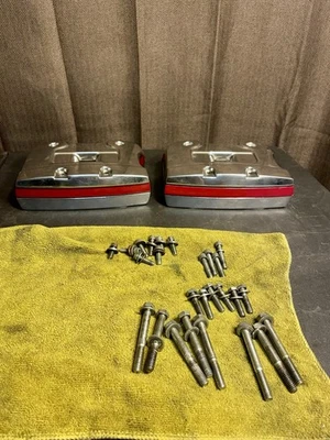 Jims Rolling Rocker Arms 1045RR with 92 Up Harley EVO Rocker Boxes Chrome & Red - Image 1 of 4