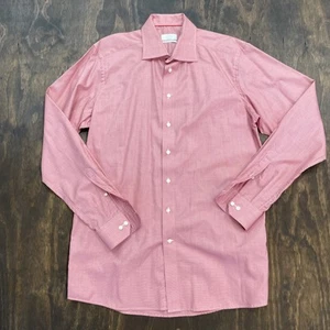 Eton Mens Dress Shirt Red Mini Check Slim Fit Button Up Size 17 XL Long Sleeve - Picture 1 of 5