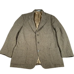 Blazer tweed Haggar City Casuals uomo taglia 44R marrone modello pied de poule giacca - Foto 1 di 9