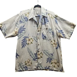 VTG Boca Classics Island Wear Hawaiian Shirt Mens Medium Blue 100% Silk - Picture 1 of 6