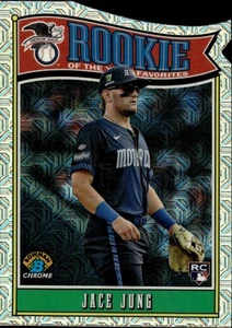2025 Bowman #ROY-8 Jace Jung Rookie of the Year Favorites Mojo Rifrattore - Foto 1 di 2