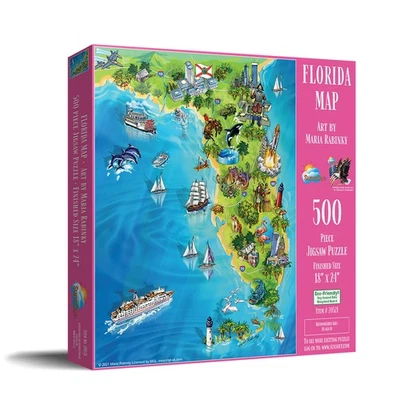 SunsOut Florida Map 500 pc Jigsaw Puzzle - Image 1 of 4