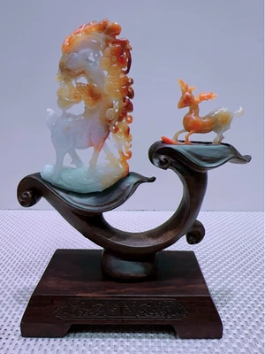 Estatua de dragón Fengshui de jadeíta roja natural de 8,7"" China Foto 1 de 4