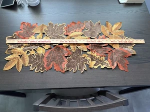 Fall Autumn Tapestry Table Runner  - 34” long - Cotton/Poly Colorful Fall Satin - Picture 1 of 5