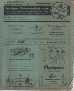 Sveriges Kommunikationer. Sommartidtabellen Nr. 6 den 29 Maj 1960. - Picture 1 of 1
