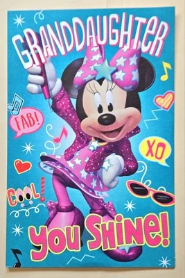 Tarjeta de felicitación feliz cumpleaños, nieta / Minnie Mouse (+ sobre 8 x 5,5") Foto 1 de 4