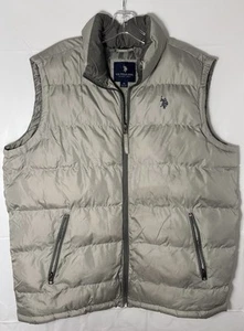 U.S. Polo Association Puffer Vest Mens L Gray Feel Dry Water Resistant Polyester - Picture 1 of 14