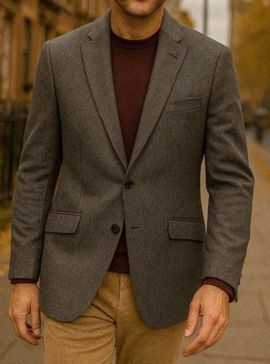 NWT Savile Row London Bespoke Lancaster Blazer 42S Gray Houndstooth Two-Button - Image 1 of 4