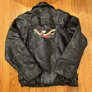 Chaqueta de cuero vintage God Bless America retazos talla L Schott Hot Leathers - Imagen 1 de 4