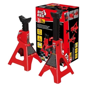 Torin T43002A Steel Jack Stands - Double Locking, 3 Ton Capacity, Red, 1 Pair - Picture 1 of 10