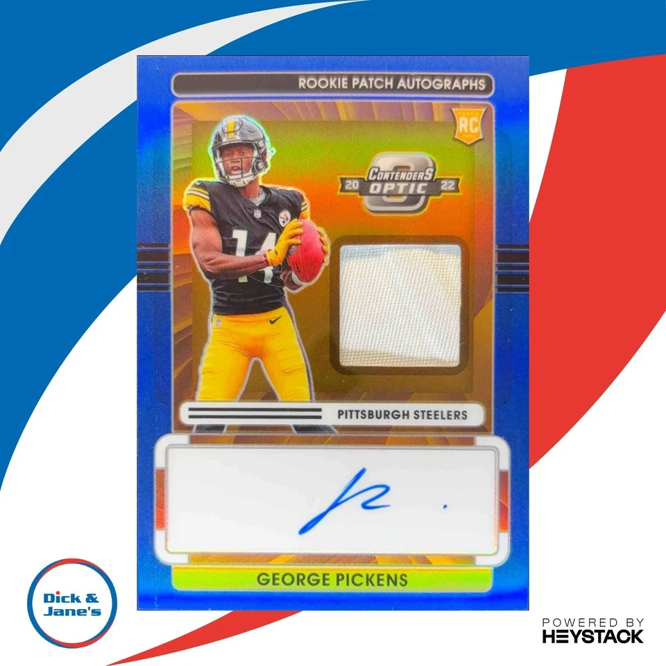 2022 Contenders Optic George Pickens Rookie Patch Auto Blue 49/50 RC Steelers - Image 1 of 4