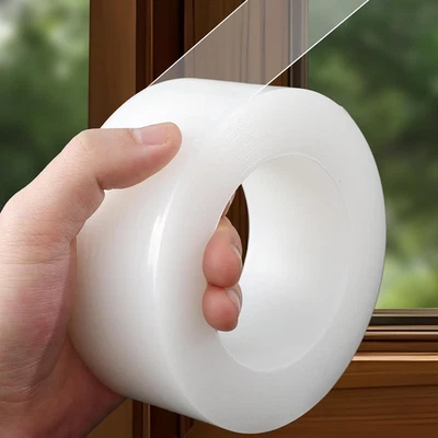 Cinta de sellado transparente para ventanas intemperie, 2" x 55 yardas, película aislante sin residuos Foto 1 de 4