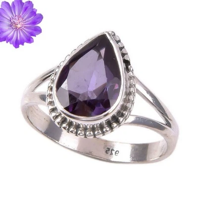 Аметист 925 пробы группы заявление кольцо ручной работы подарок кольцо все размер - Изображение 1 из 2