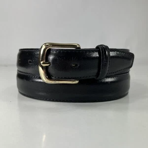 Black Aniline Finished Leather Dress Belt - Made in USA - Men's Size 36/90 - Picture 1 of 9