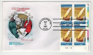 BROOKMAN FARNAM SCARCE TO RARE PLATE # BLOCK 2360 US CONSTITUTION STAMP ISSUE - Picture 1 of 1