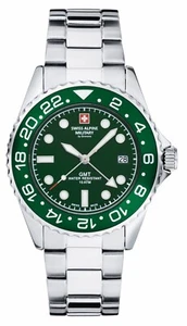 Militar Alpino Suizo, GMT, Cuarzo, 42mm, Suizo, Banda de Acero, NUEVO - Imagen 1 de 5