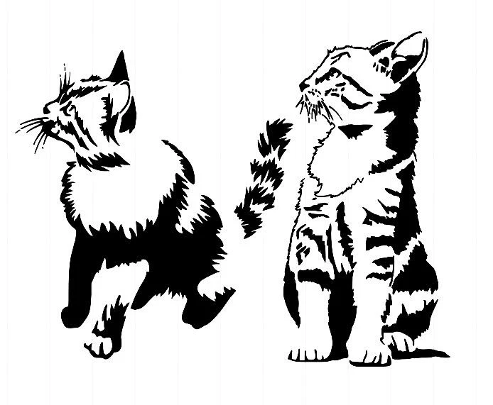 STENCILS CRAFTS TEMPLATES SCRAPBOOKING 2 CATS STENCIL  11 - A4 MYLAR Foto 1 de 1