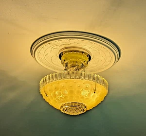 184 Vintage Antique Art Deco Shade Ceiling Light Fixture Chandelier 1930's- 40's - Picture 1 of 17