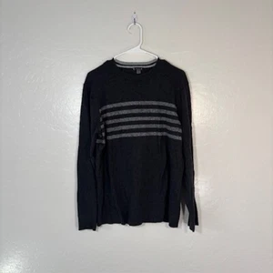 Smartwool Base Layer Sweater Mens Medium Gray Stripe Pullover Merino Wool Blend - Picture 1 of 5