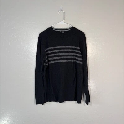 Smartwool Base Layer Sweater Mens Medium Gray Stripe Pullover Merino Wool Blend - Image 1 of 4