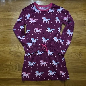 Hatley Girls Size 10 Long Sleeve Unicorn Cotton Dress - Purple Blue Pink - EUC - Picture 1 of 4