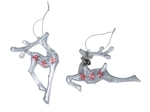 Reno Árbol de Navidad Adornos Acrílico Transparente Brillo Plata Rojo Copo de Nieve - Imagen 1 de 5