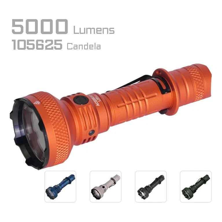 Taktische AceBeam L35 2.0 mit 5.000 Lm / 650 m in fünf versch. Gehäusefarben