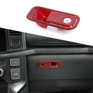 Co-pilot Storage Box Handle Switch Cover Trim For Ford F150 21+ Red carbon Fiber - Picture 1 of 8