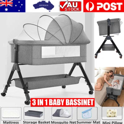 Baby Bassinet Cot Crib Bedside Sleeper Infant Newborn Bed Cradle  Dark grey NEW - image 1 of 4