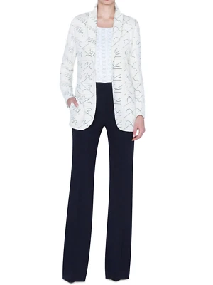 $3000 Genuine Akris Womens Amarina Leporello Print Silk Blazer Jacket White # 10 - Image 1 of 4