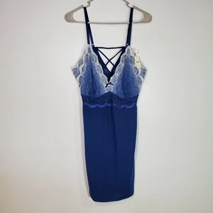 Cacique Plus Size Babydoll Chemise Lingerie Ombre Blue Lace 18/20 Romantic NWT - Picture 1 of 5
