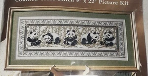 Design Works Crafts 9956 Joan Elliot Panda Row Counted Cross Stitch Kit 9"X22" - Picture 1 of 3
