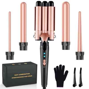 5 in 1 Hair Waver Curling Iron,3 Barrel Hair Crimper with Fast Heating Up - Picture 1 of 7