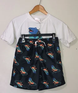 Hanna Andersson Boys Iguana Set Rash Guard (size 10) Trunks (size 8) - Picture 1 of 8