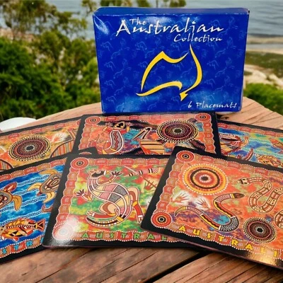 Davic The Australian Collection Set 6 Manteles Aborígenes Corcho Rectangular Foto 1 de 4