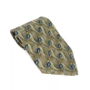 Corbata de seda para hombre Robert Talbot Studio hecha en EE. UU. gris azul oliva única - Imagen 1 de 6