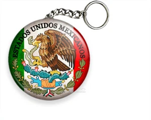 RUSTIC PATRIOTIC MEXICAN EAGLE FLAG MEXICO KEYCHAIN KEYFOB CHAIN RING GIFT IDEA - Picture 1 of 1