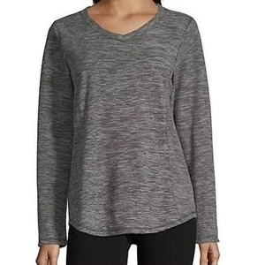 St. John's Bay Women's Active Fleece V Neck Long Sleeve Pull Over Top Shirt Med - Picture 1 of 4